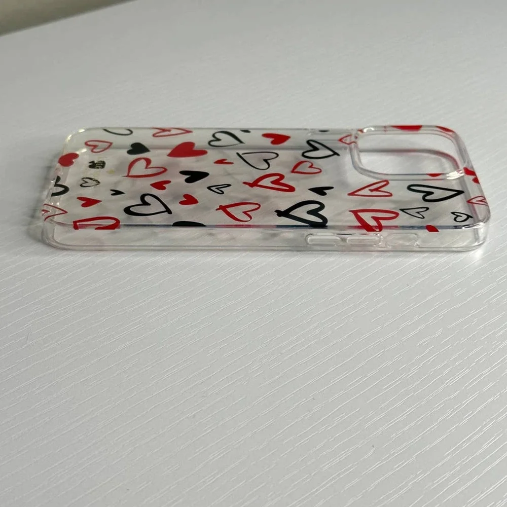 Kate Spade Hearts Clear Resin iPhone 13 Pro Case - Damage box